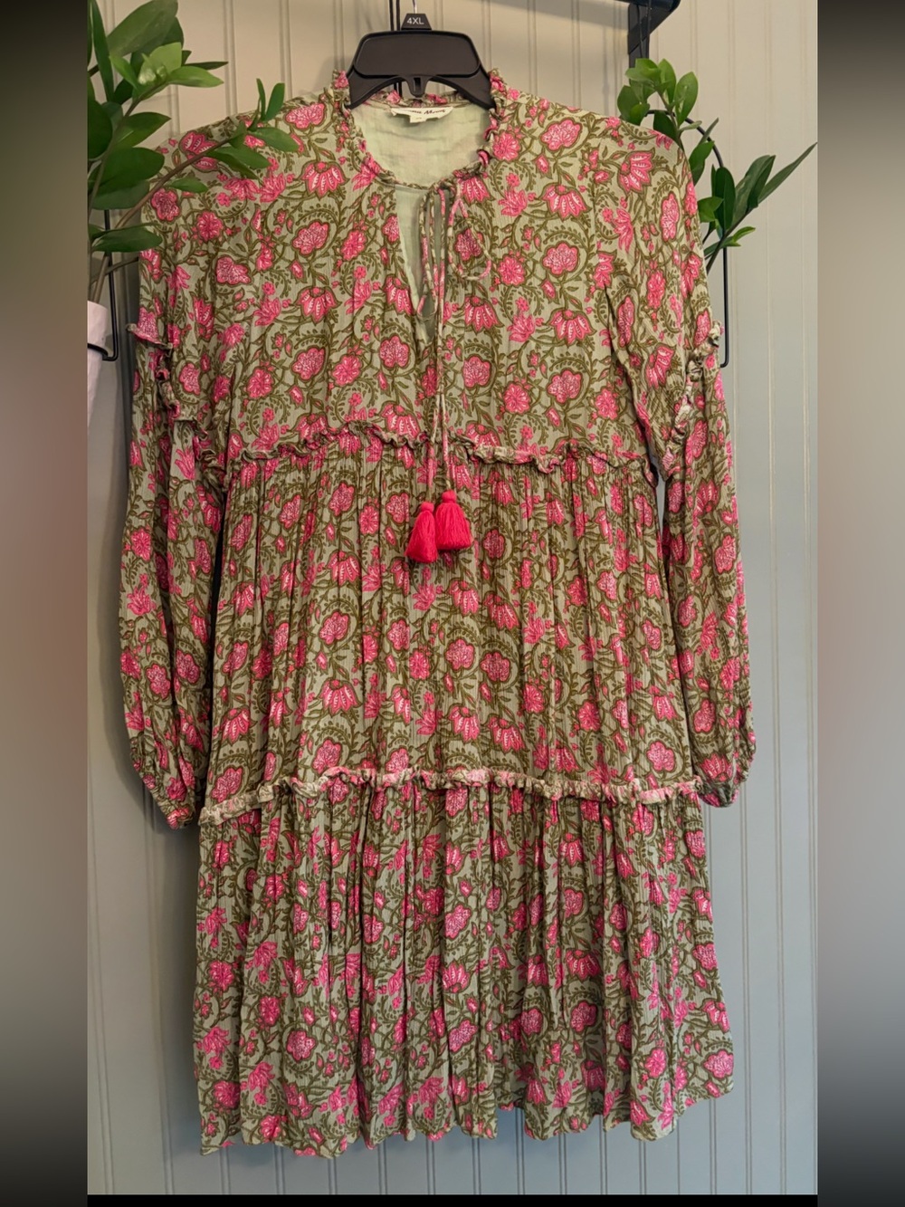 Celina Moon Floss Floral Tiered Cotton Minidress XS
